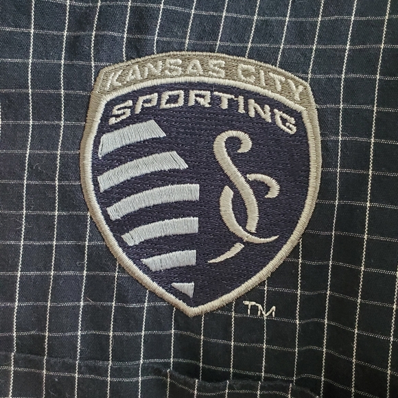 Antigua Men's Sporting KC Plaid Button Down Long Sleeve Shirt in Navy Size XL - Picture 4 of 9